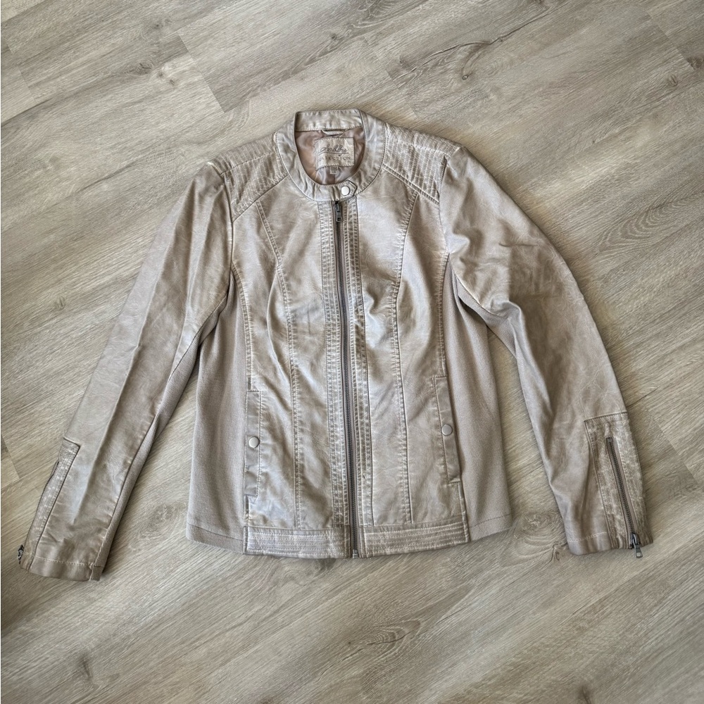 Sebby Vintage Light Taupe Faux Leather Jacket